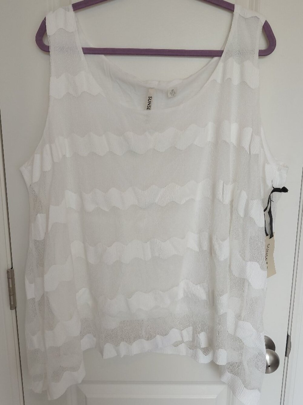 White Wavy Striped Tank